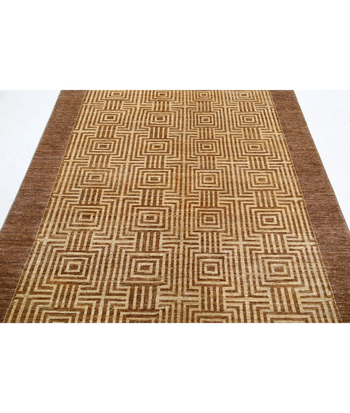 Beige Afghan Modcar Rug 5' 5" x 8' 7" Hand-Knotted | No. AT79750
