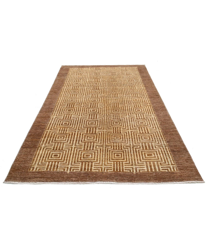 Beige Afghan Modcar Rug 5' 5" x 8' 7" Hand-Knotted | No. AT79750