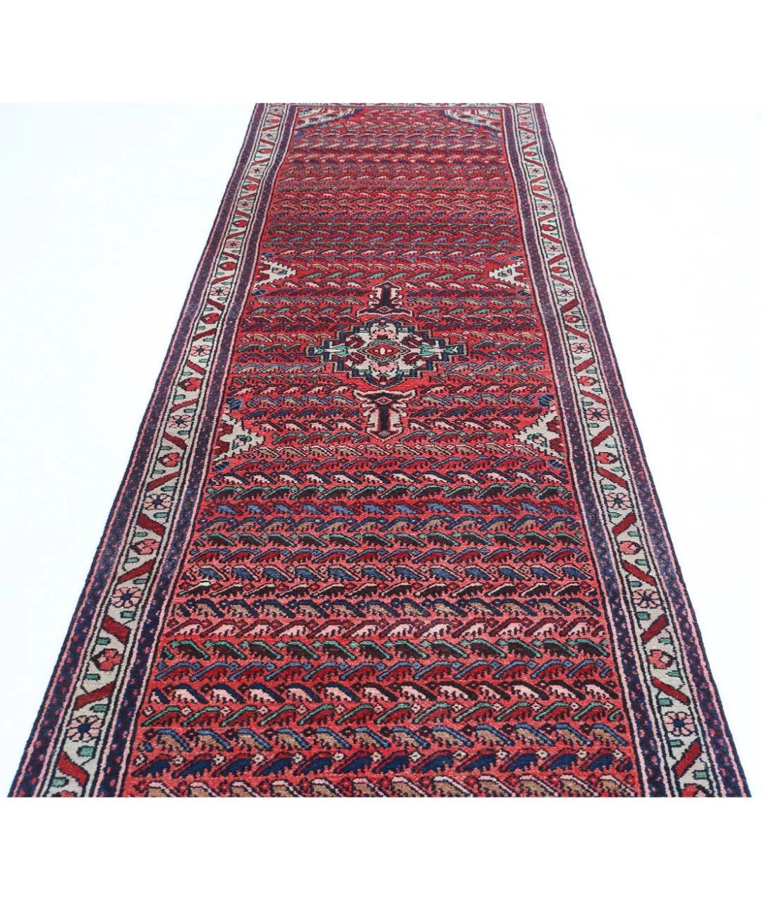 Persian Hamadan Runner Rug 3' 5" x 13' 4" Hand-Knotted | No. AT79824