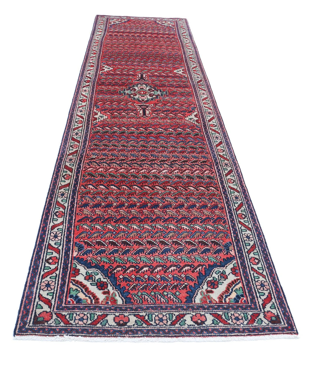 Persian Hamadan Runner Rug 3' 5" x 13' 4" Hand-Knotted | No. AT79824