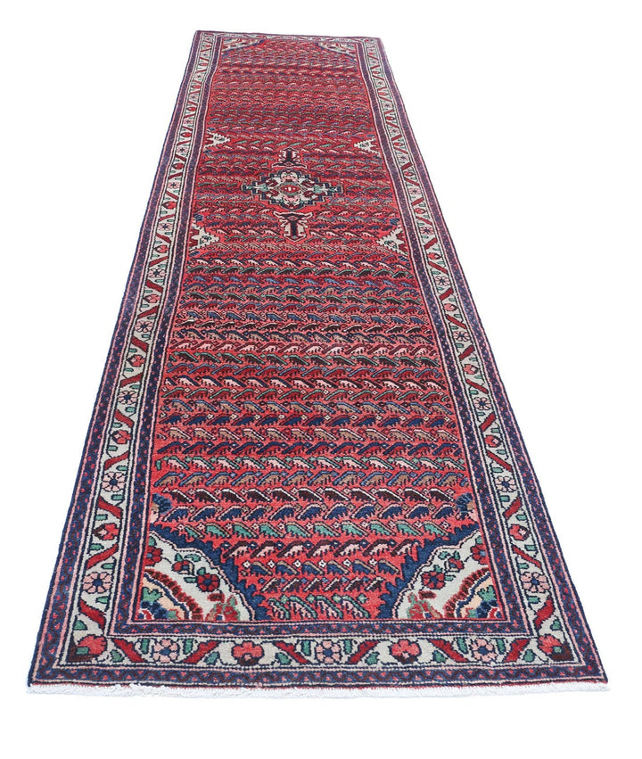 Persian Hamadan Runner Rug 3' 5" x 13' 4" Hand-Knotted | No. AT79824