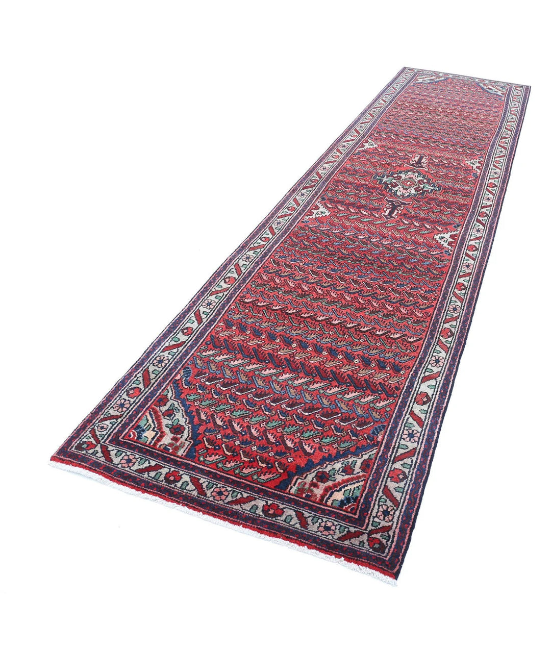 Persian Hamadan Runner Rug 3' 5" x 13' 4" Hand-Knotted | No. AT79824