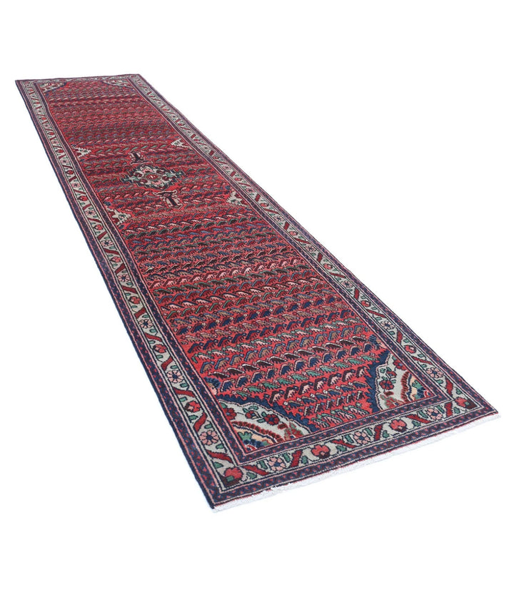 Persian Hamadan Runner Rug 3' 5" x 13' 4" Hand-Knotted | No. AT79824