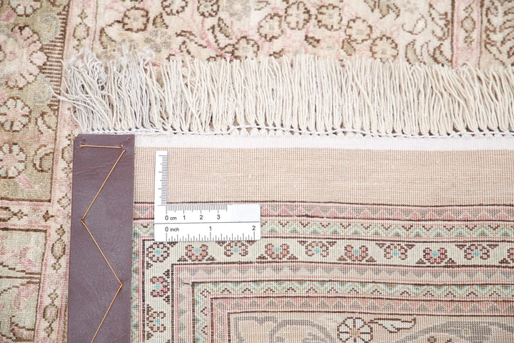 Brown Oriental Qum Silk Rug 6'3" x 7'1" Hand-Knotted | No. AT79940