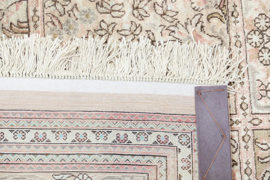 Brown Oriental Qum Silk Rug 6'3" x 7'1" Hand-Knotted | No. AT79940