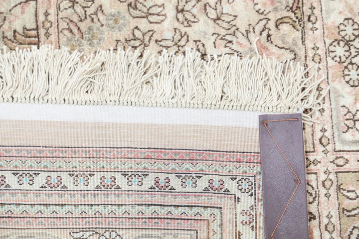 Brown Oriental Qum Silk Rug 6'3" x 7'1" Hand-Knotted | No. AT79940
