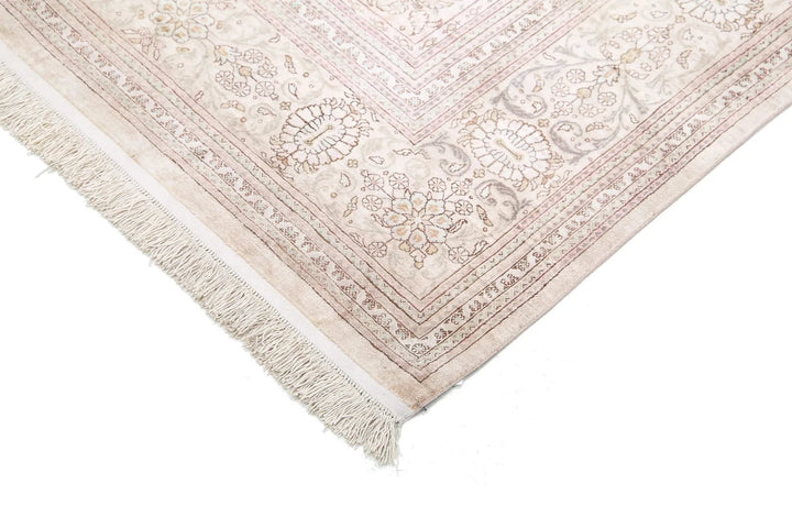 Brown Oriental Qum Silk Rug 6'3" x 7'1" Hand-Knotted | No. AT79940