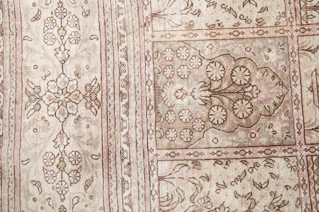 Brown Oriental Qum Silk Rug 6'3" x 7'1" Hand-Knotted | No. AT79940