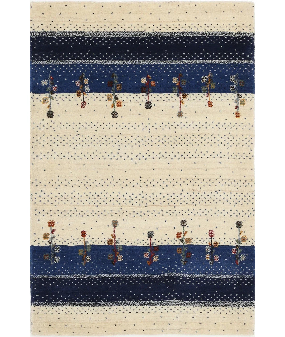 Ivory Indian Lori Rug 2' 8" x 3' 11" Hand-Knotted | No. AT79982