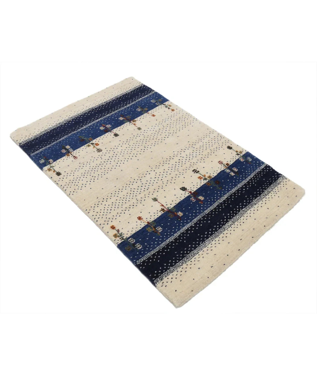 Ivory Indian Lori Rug 2' 8" x 3' 11" Hand-Knotted | No. AT79982
