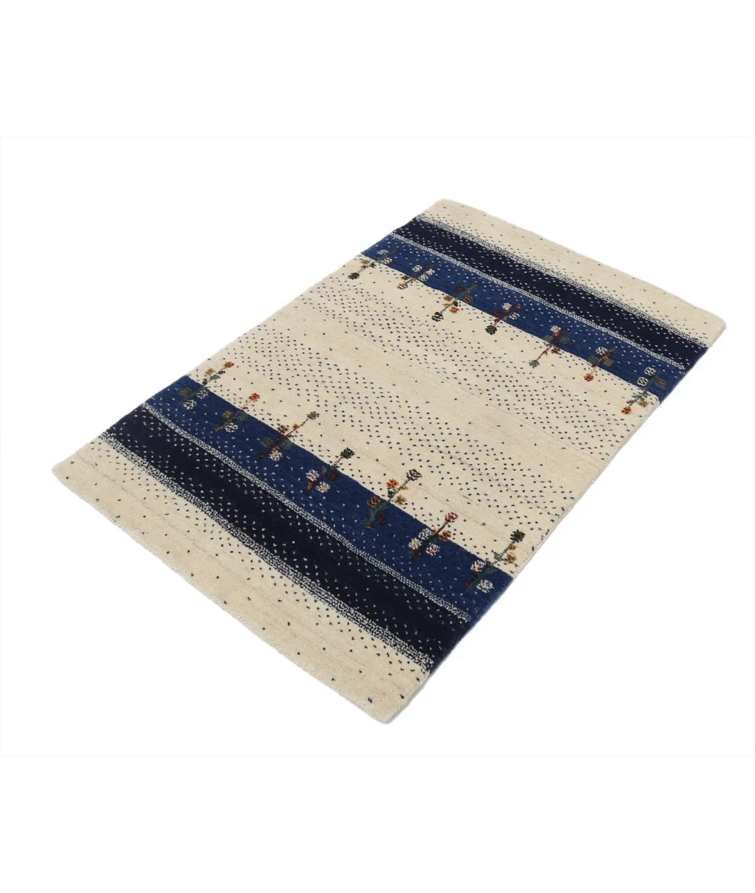 Ivory Indian Lori Rug 2' 8" x 3' 11" Hand-Knotted | No. AT79982