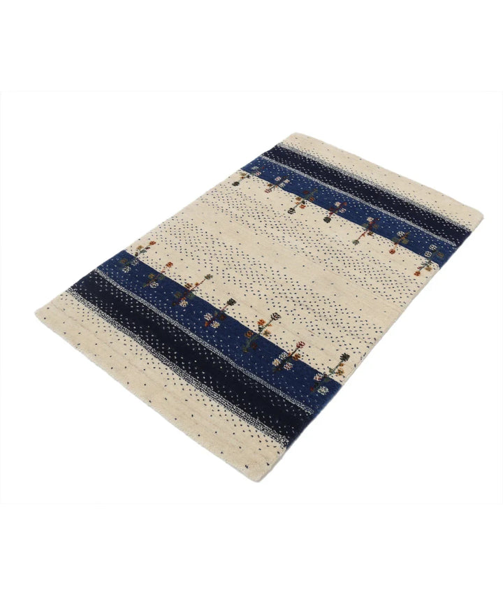 Ivory Indian Lori Rug 2' 8" x 3' 11" Hand-Knotted | No. AT79982