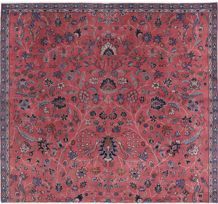 Red Indian Sarouk Rug 7' 2" x 6' 6" Hand-Knotted | No. AT79995