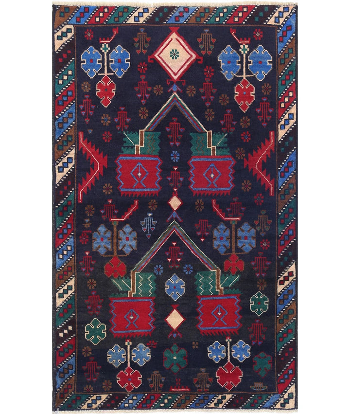 Red Afghan Baluchi Rug 2' 9" x 4' 8" Hand-Knotted | No. AT80061