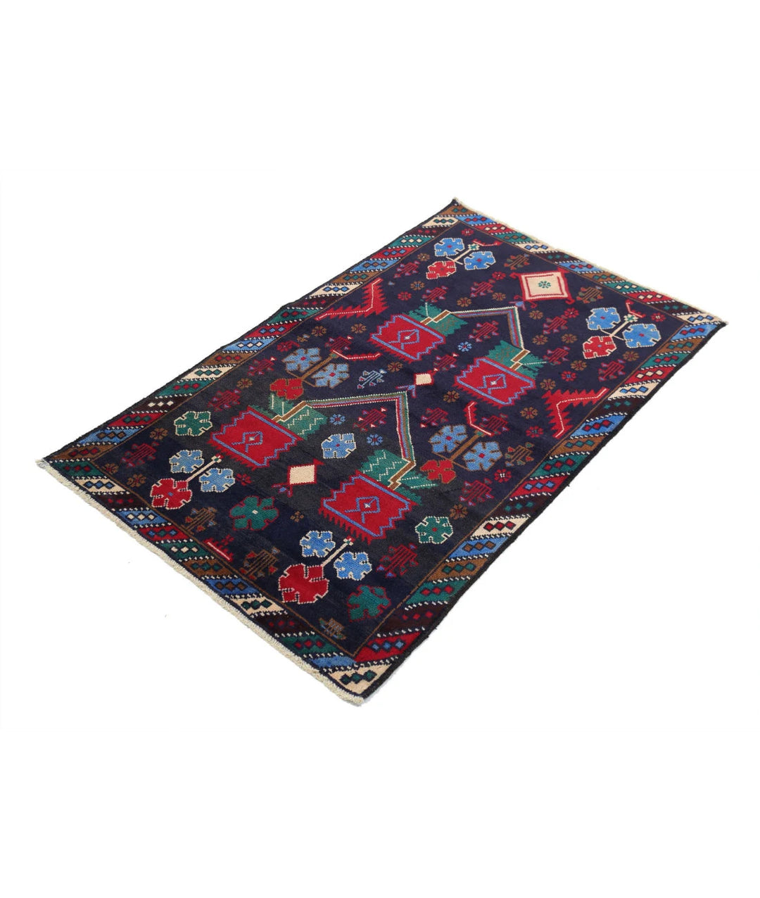 Red Afghan Baluchi Rug 2' 9" x 4' 8" Hand-Knotted | No. AT80061