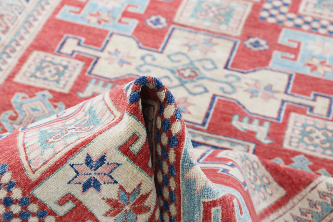 Afghan Royal Kazak Rug 4' 1" x 6' 7" Hand-Knotted | No. AT80073