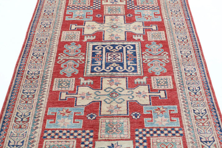 Afghan Royal Kazak Rug 4' 1" x 6' 7" Hand-Knotted | No. AT80073