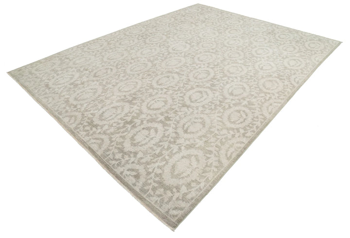 Ivory Afghan Oriental Rug 8' 8" x 11' 7" Hand-Knotted | No. AT80161