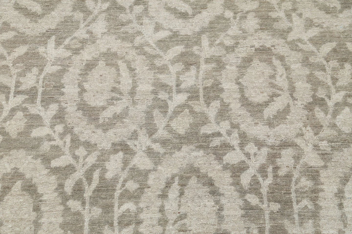 Ivory Afghan Oriental Rug 8' 8" x 11' 7" Hand-Knotted | No. AT80161