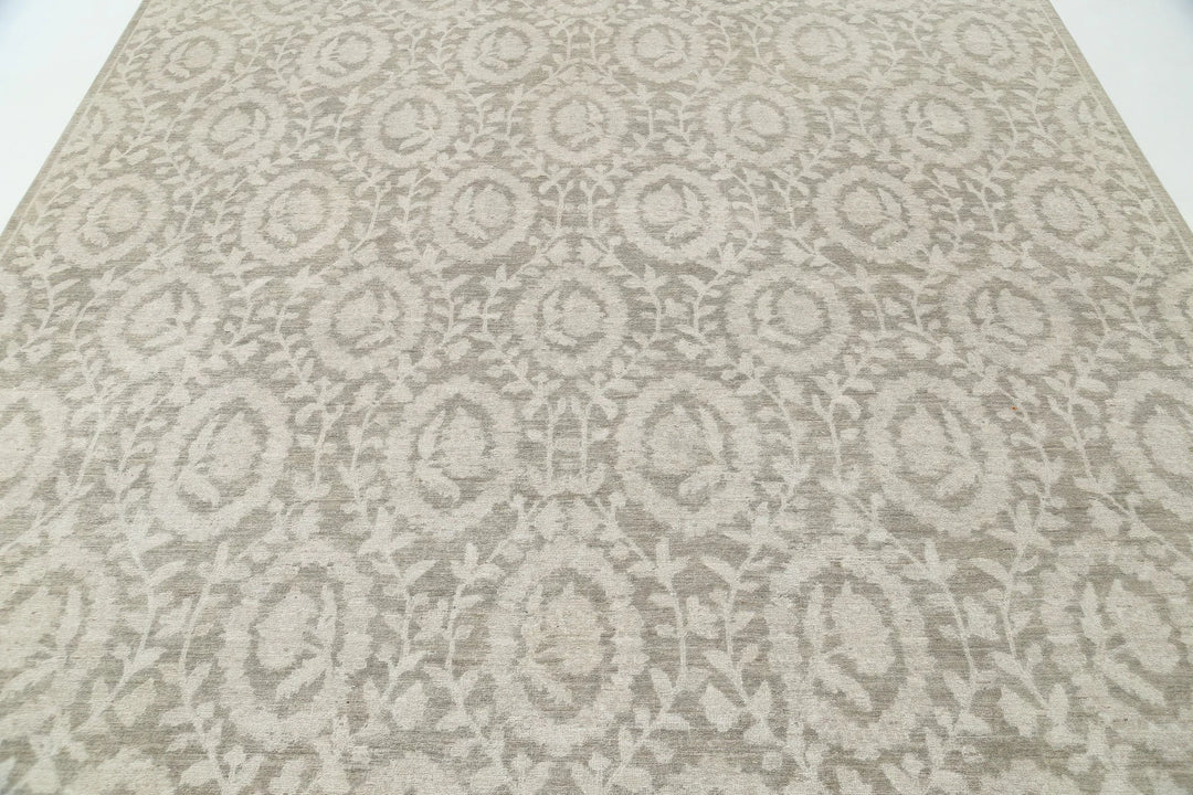 Ivory Afghan Oriental Rug 8' 8" x 11' 7" Hand-Knotted | No. AT80161