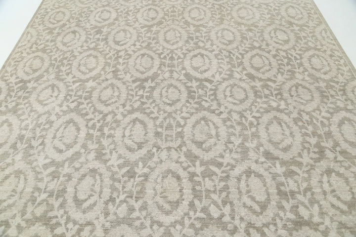 Ivory Afghan Oriental Rug 8' 8" x 11' 7" Hand-Knotted | No. AT80161