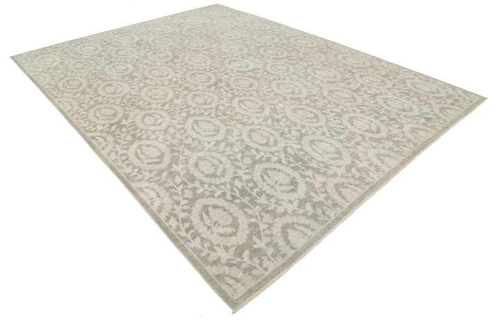 Ivory Afghan Oriental Rug 8' 8" x 11' 7" Hand-Knotted | No. AT80161