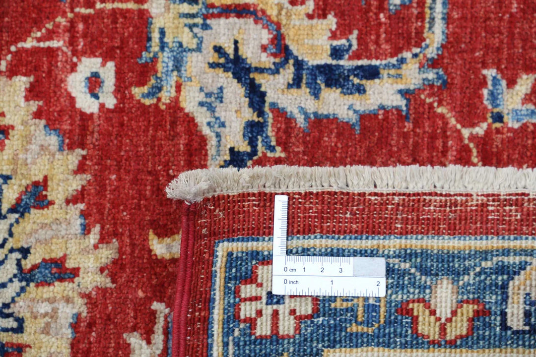 Red Afghan Ziegler Rug 5' 7" x 7' 9" Hand-Knotted | No. AT80202