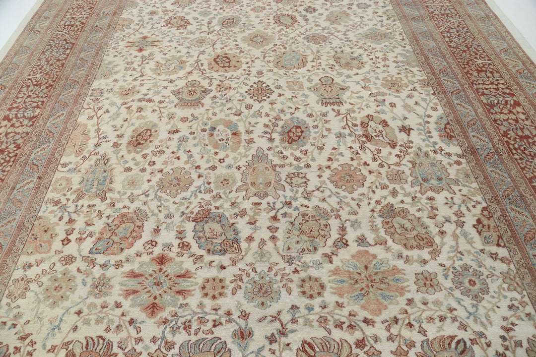 Turkish Samsun Tabriz Rug 10' 8" x 13' 7" Hand-Knotted | No. AT80235