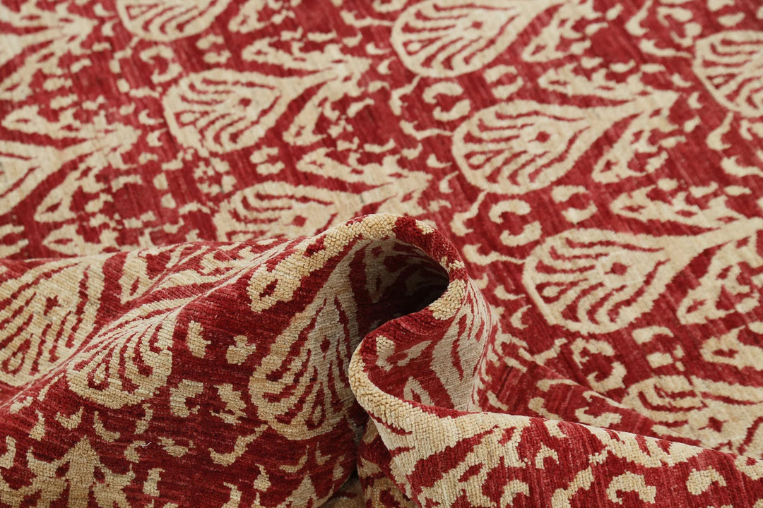 Afghan Ikat Rug 8' 5" x 10' 9" Hand-Knotted | No. AT80258