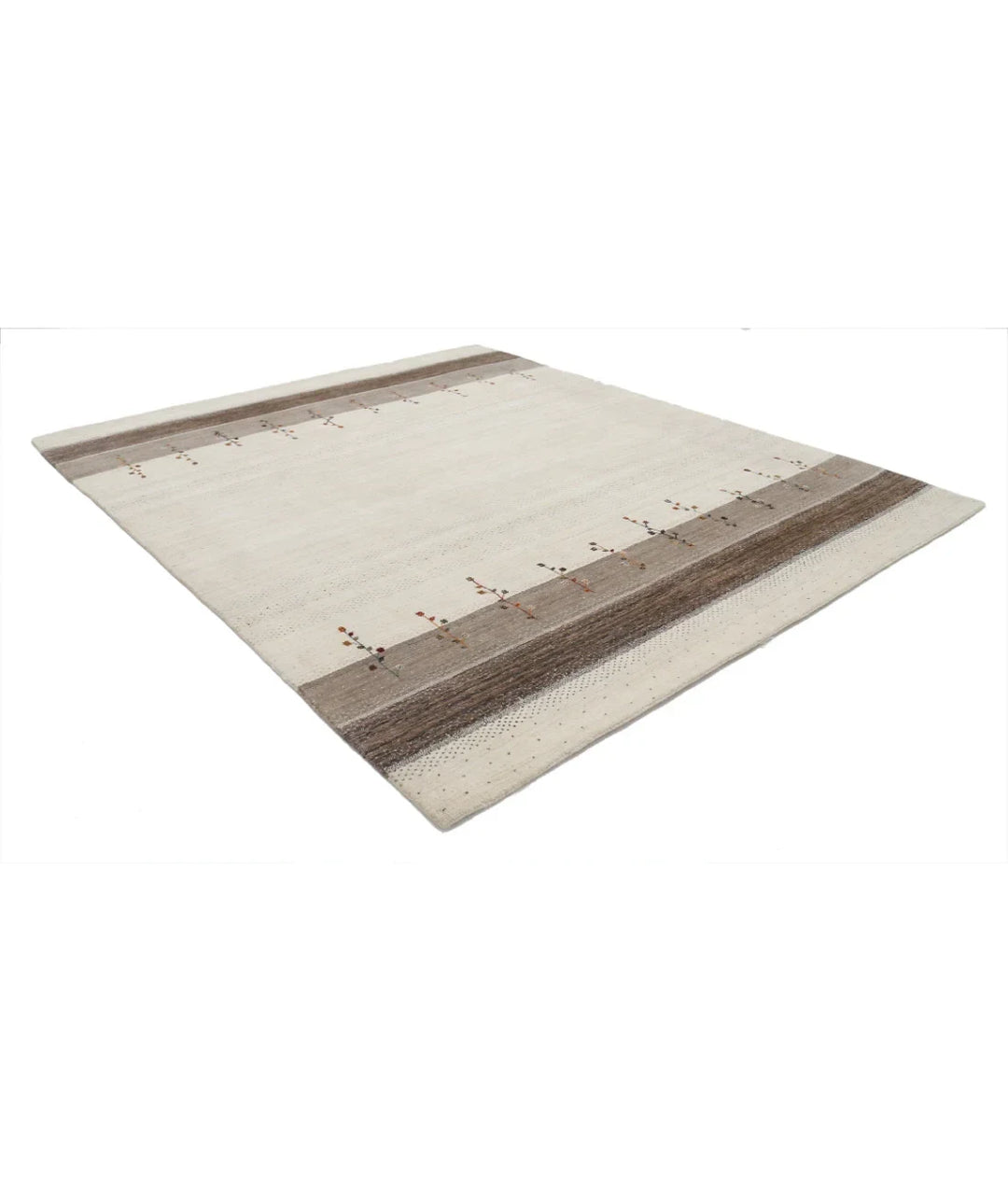 Ivory Indian Oriental Rug 8' 2" x 9' 8" Hand-Knotted | No. AT80313