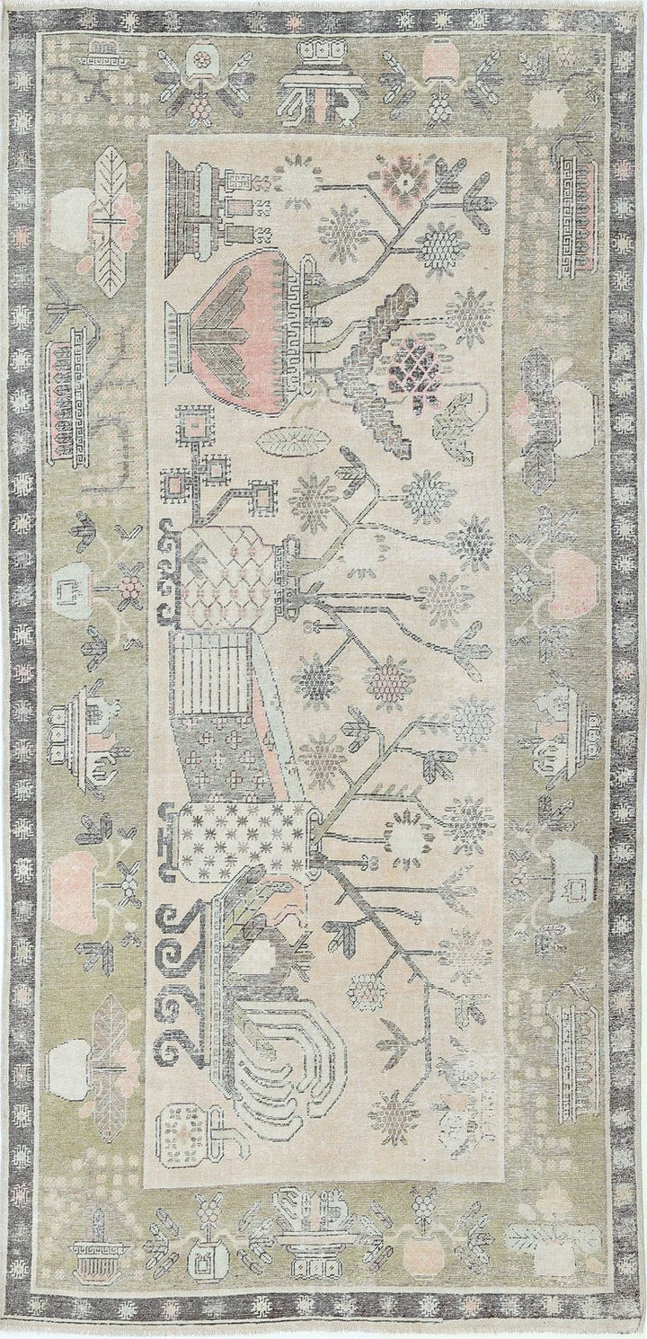 Turkish Khotan Runner Rug 5' 5" x 11' 2" Hand-Knotted | No. AT80322