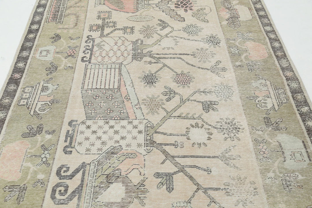 Turkish Khotan Runner Rug 5' 5" x 11' 2" Hand-Knotted | No. AT80322
