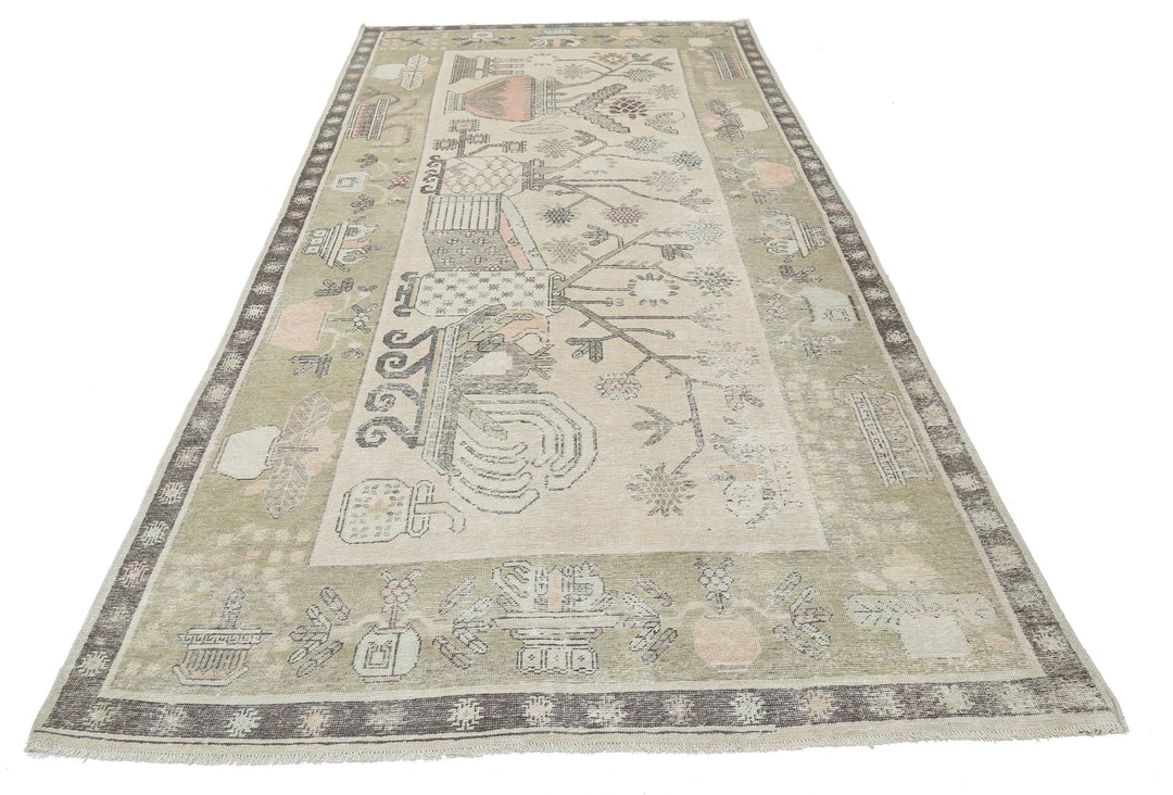 Turkish Khotan Runner Rug 5' 5" x 11' 2" Hand-Knotted | No. AT80322