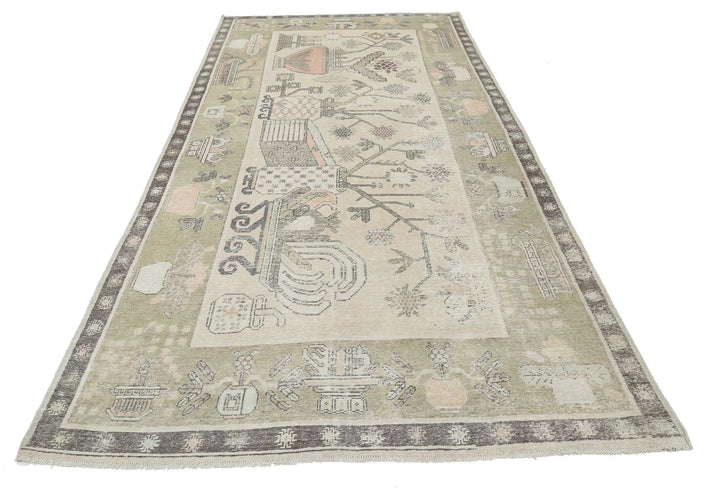 Turkish Khotan Runner Rug 5' 5" x 11' 2" Hand-Knotted | No. AT80322