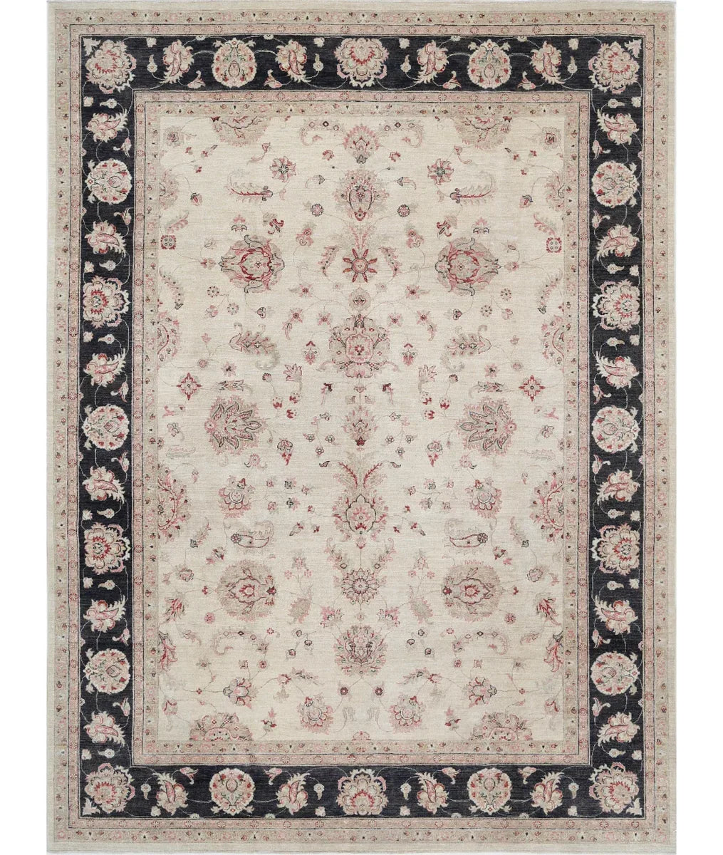 Ivory Afghan Ziegler Rug 8' 10" x 12' 0" Hand-Knotted | No. AT80345
