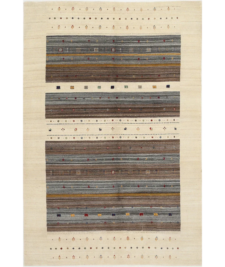 Ivory Indian Lori Rug 6' 8" x 9' 10" Hand-Knotted | No. AT80444