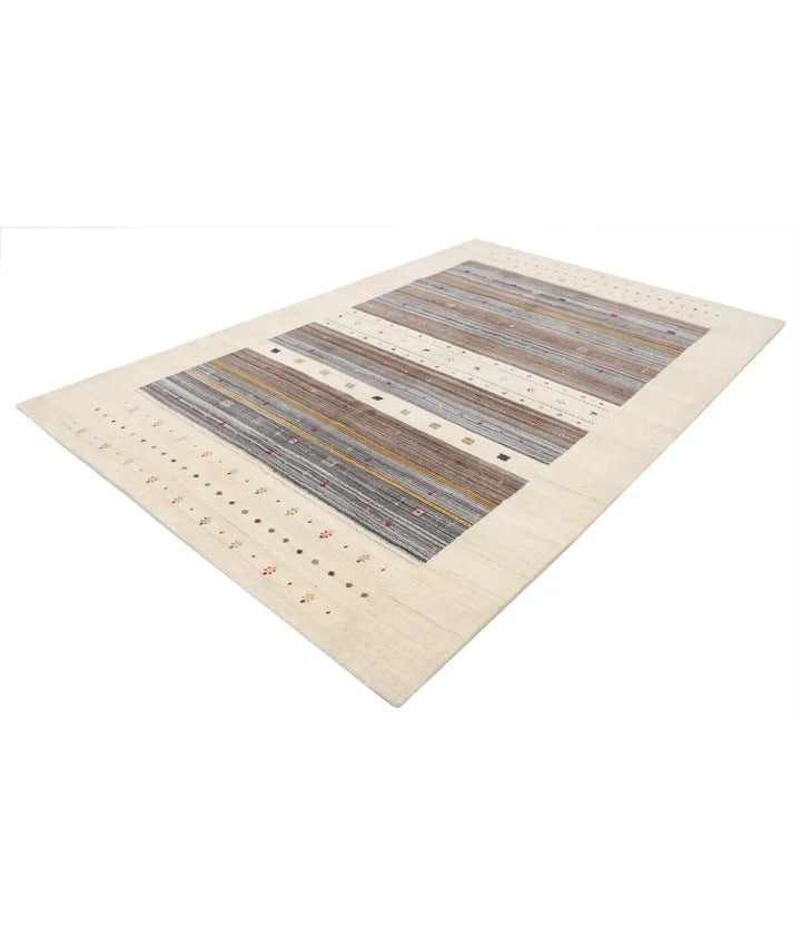 Ivory Indian Lori Rug 6' 8" x 9' 10" Hand-Knotted | No. AT80444