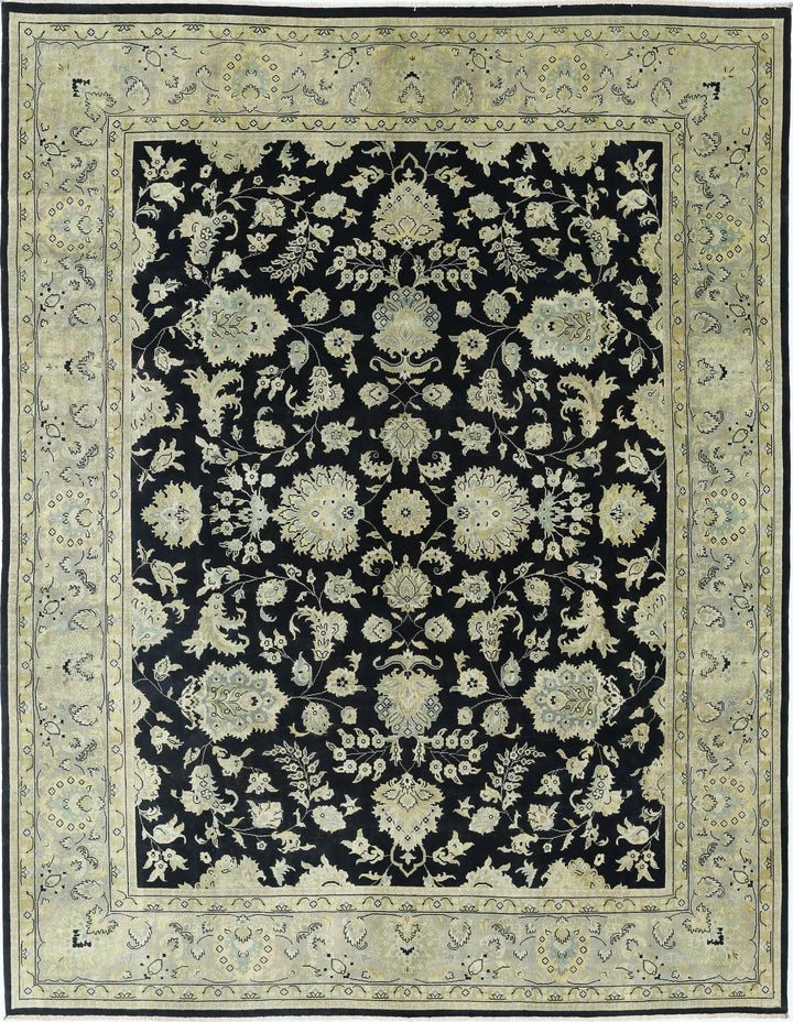 Black Indian Ziegler Rug 9' 0" x 11' 9" Hand-Knotted | No. AT80501