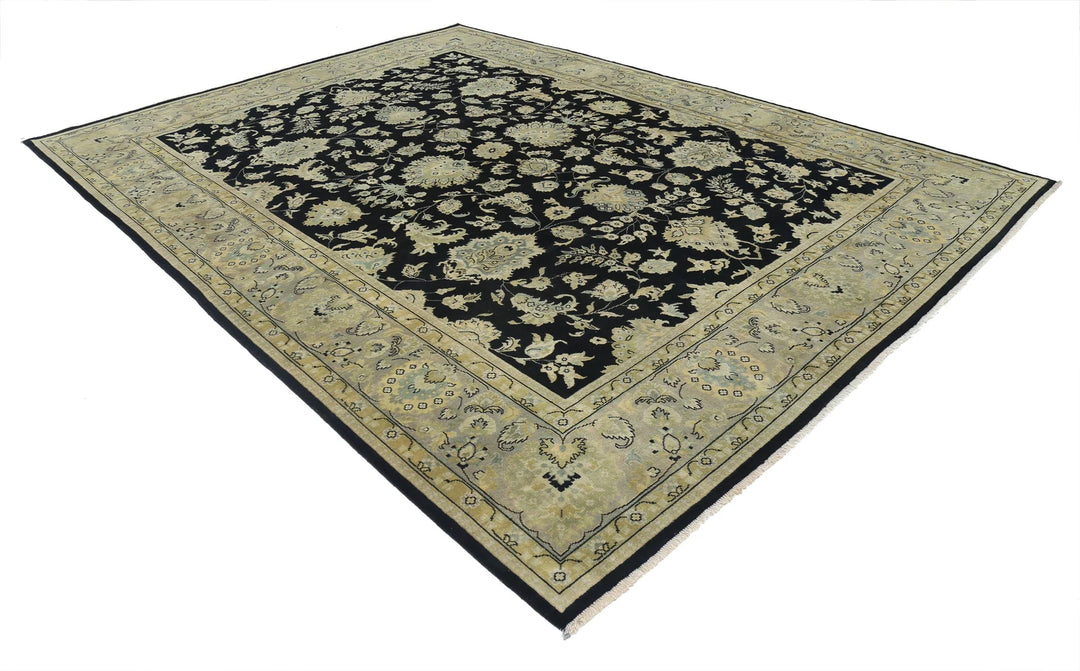 Black Indian Ziegler Rug 9' 0" x 11' 9" Hand-Knotted | No. AT80501