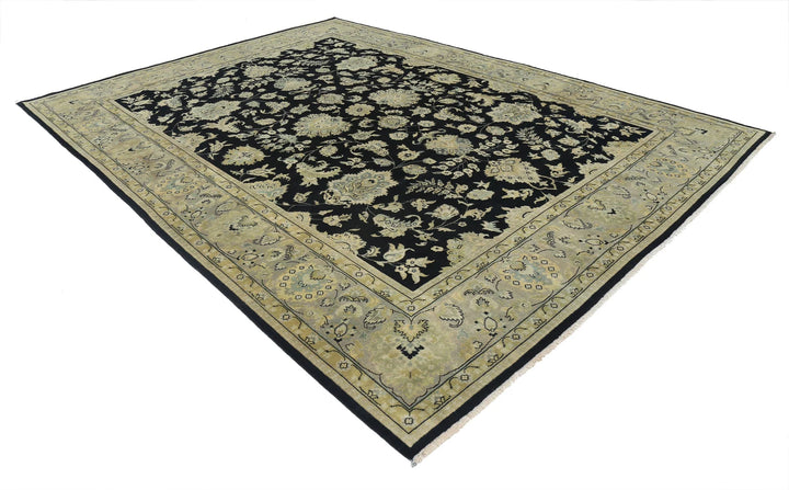 Black Indian Ziegler Rug 9' 0" x 11' 9" Hand-Knotted | No. AT80501