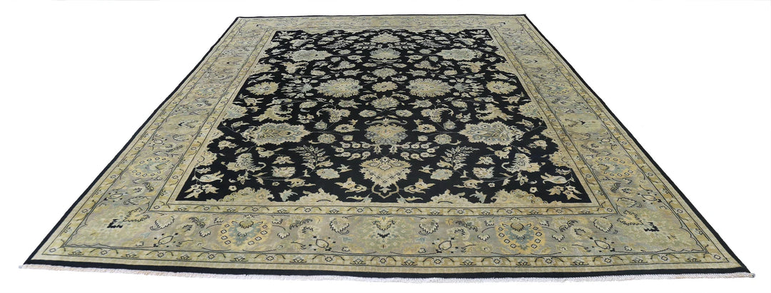 Black Indian Ziegler Rug 9' 0" x 11' 9" Hand-Knotted | No. AT80501