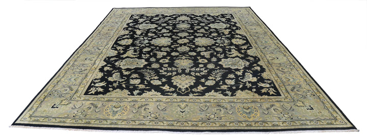 Black Indian Ziegler Rug 9' 0" x 11' 9" Hand-Knotted | No. AT80501