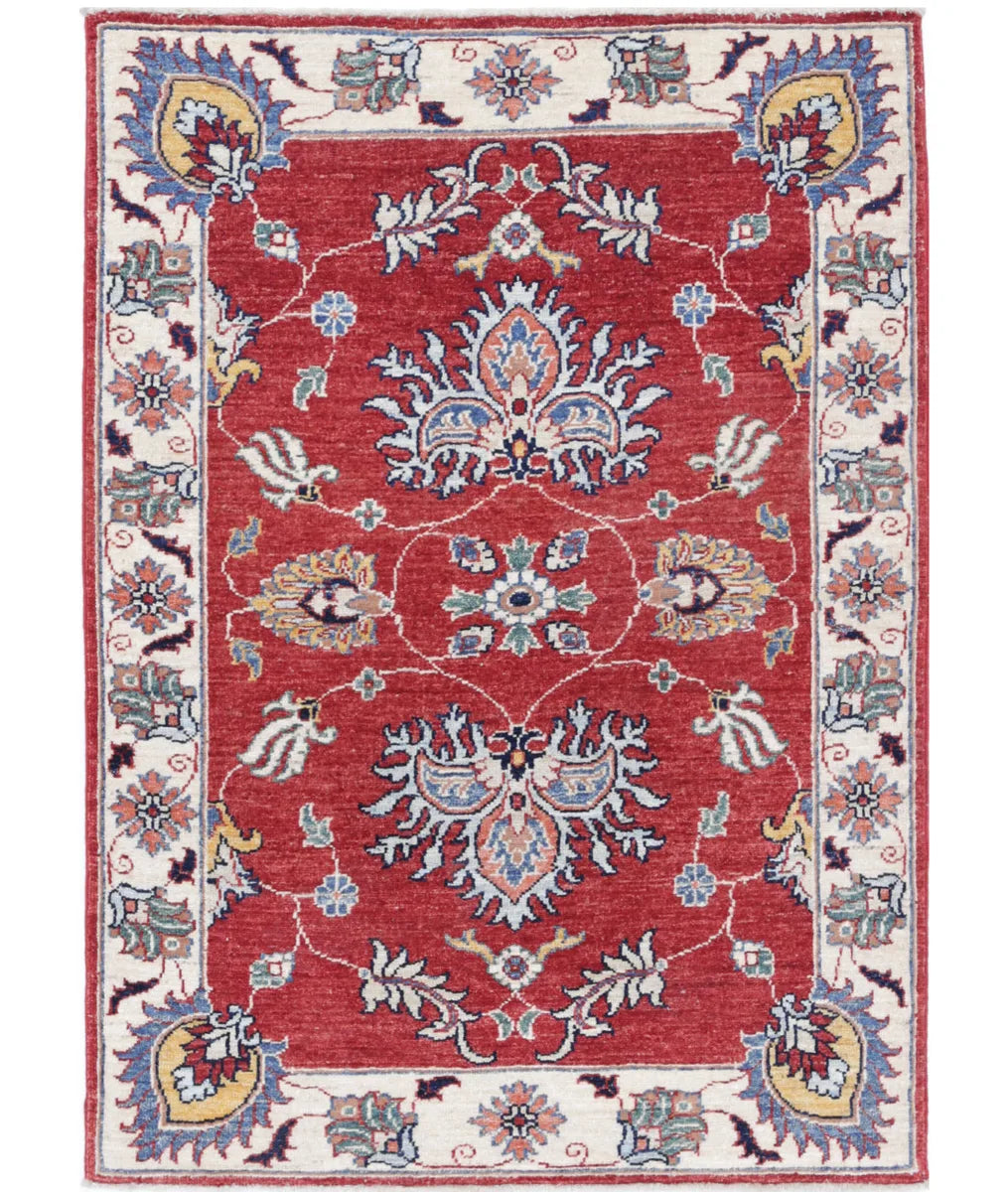 Red Afghan Ziegler Rug 2' 9" x 3' 10" Hand-Knotted | No. AT806042