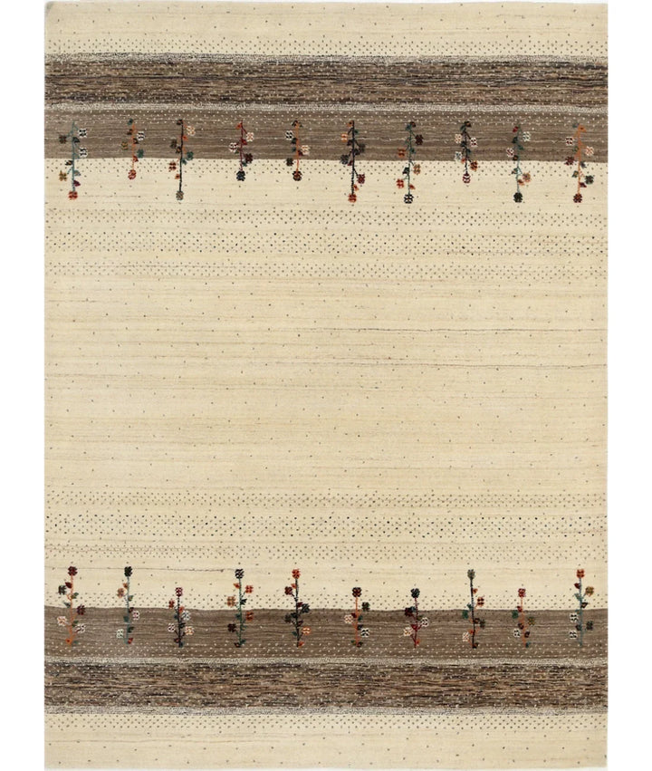Ivory Indian Lori Rug 4' 10" x 6' 7" Hand-Knotted | No. AT80627