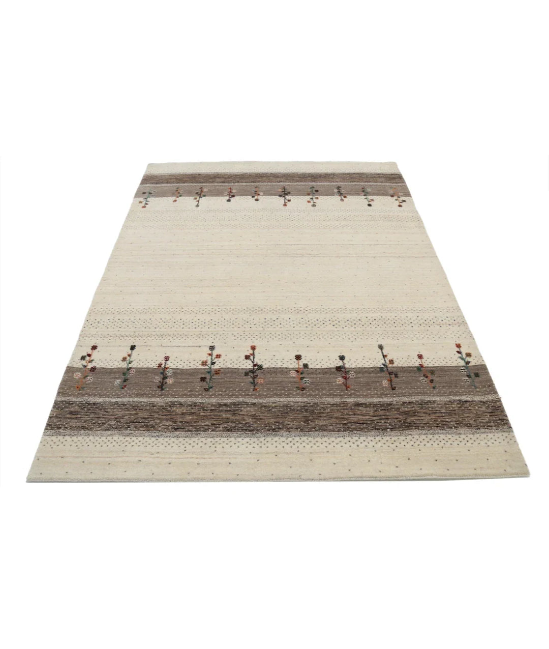 Ivory Indian Lori Rug 4' 10" x 6' 7" Hand-Knotted | No. AT80627