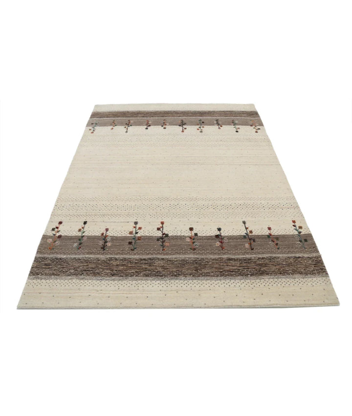 Ivory Indian Lori Rug 4' 10" x 6' 7" Hand-Knotted | No. AT80627