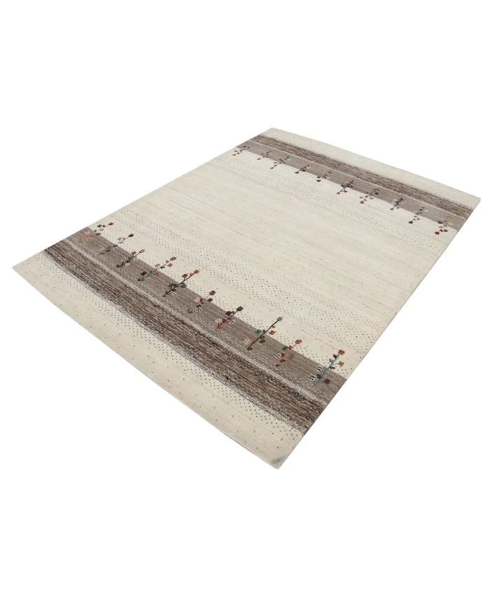 Ivory Indian Lori Rug 4' 10" x 6' 7" Hand-Knotted | No. AT80627