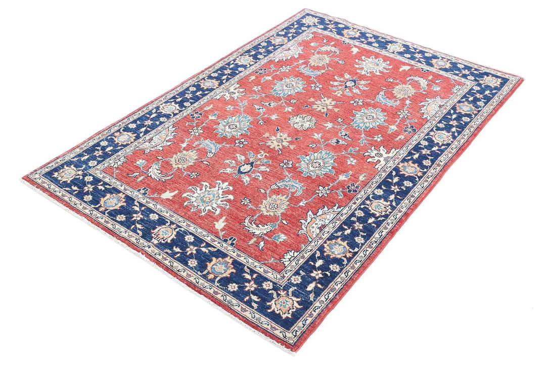 Afghan Ziegler Rug 3' 9" x 5' 9" Hand-Knotted | No. AT80692