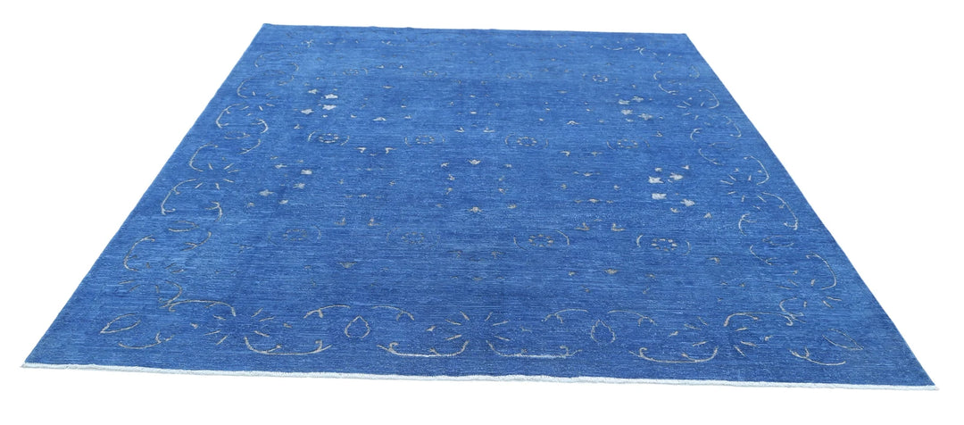 Blue Afghan Oriental Rug 8' 0" x 9' 7" Hand-Knotted | No. AT80721