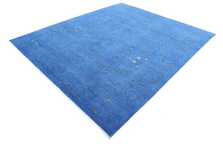 Blue Afghan Oriental Rug 8' 0" x 9' 7" Hand-Knotted | No. AT80721